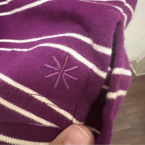 Isaac Mizrahi Live! Women's Top Purple & Cream Stripes Medium - Picture 3 of 7